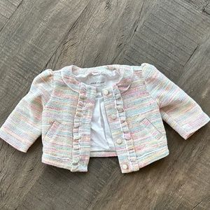 JANIE and JACK Pink Yellow Blue Button Coat Size 4